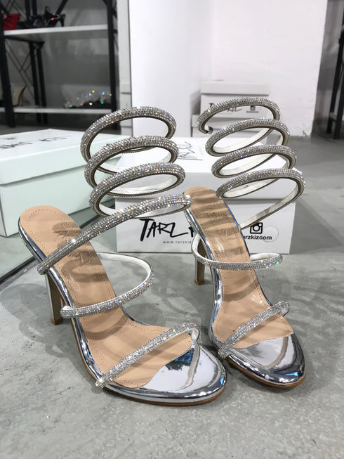 VERMER GÜMÜŞ SARMAL BANTLI SANDALET 🖤 🥂